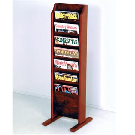 WOODEN MALLET Cascade Free Standing 7 Pocket Magazine Rack in Mahogany WO599440